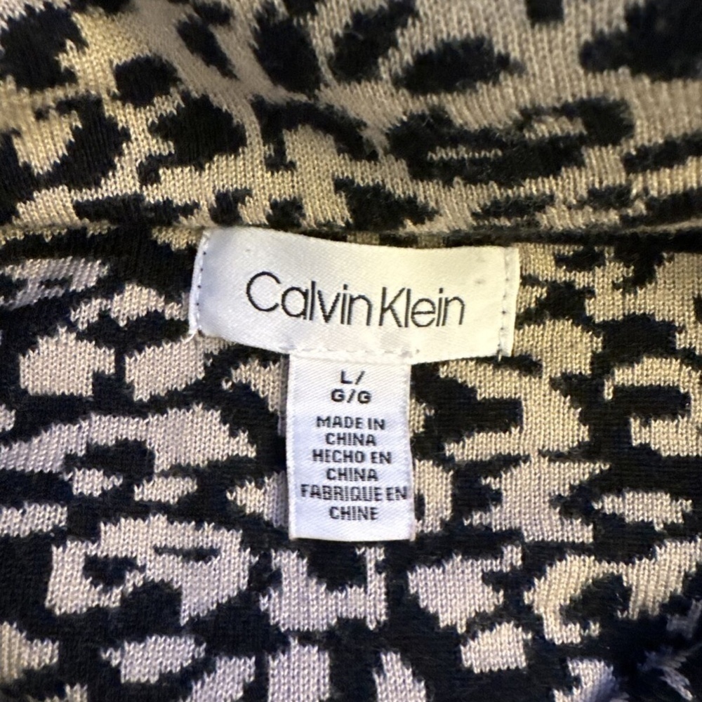 Calvin Klein Large Multi-Color w/Animal Print Long Sleeve Turtleneck Sweater - Picture 4 of 4